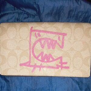 Tan Wallet with Pink Graphic